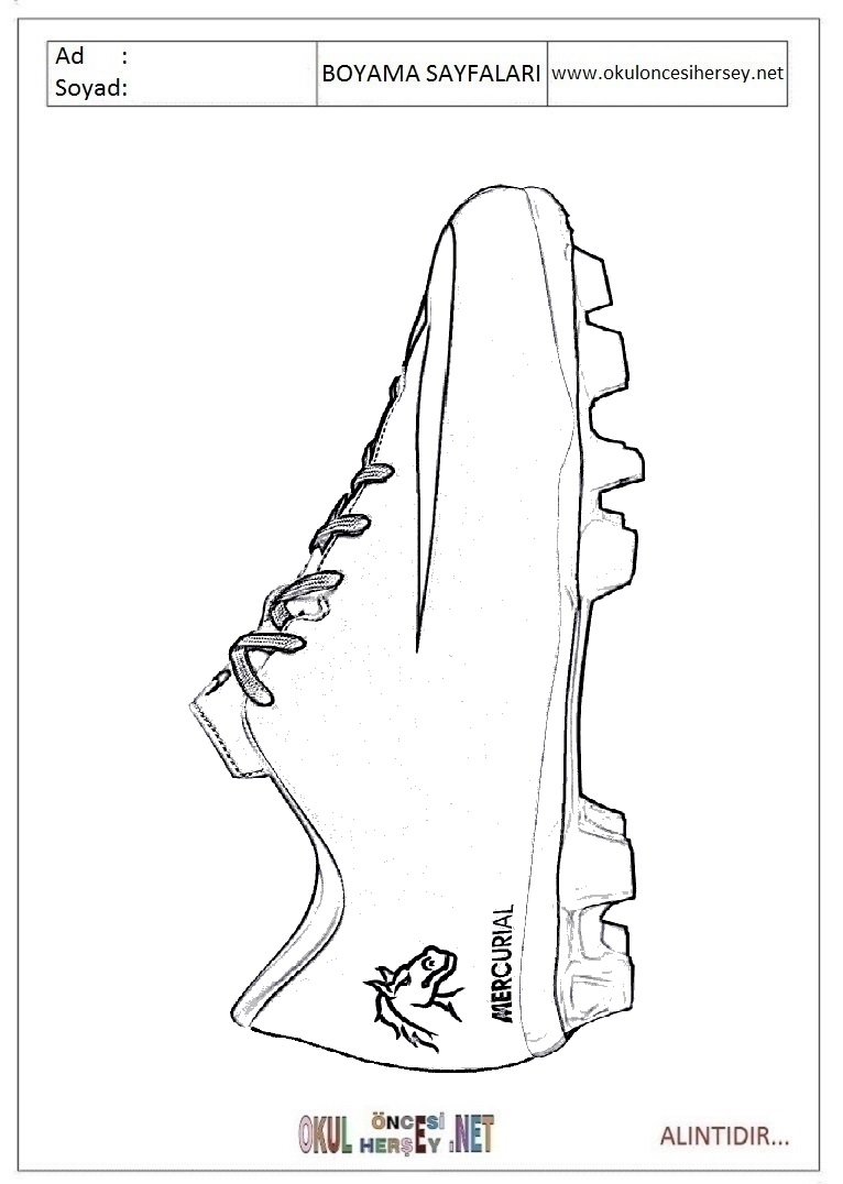 Çocuklar İçin Spor-Ayakkabısı Boyama Sayfaları 